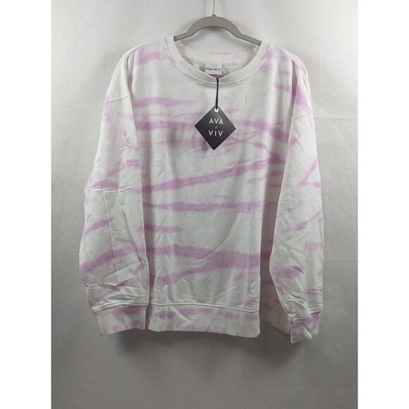 Ava & Viv Fleece Sweatshirt X Plus Pink Crew Drop Shoulders Relaxed Lounge Top - Picture 7 of 8